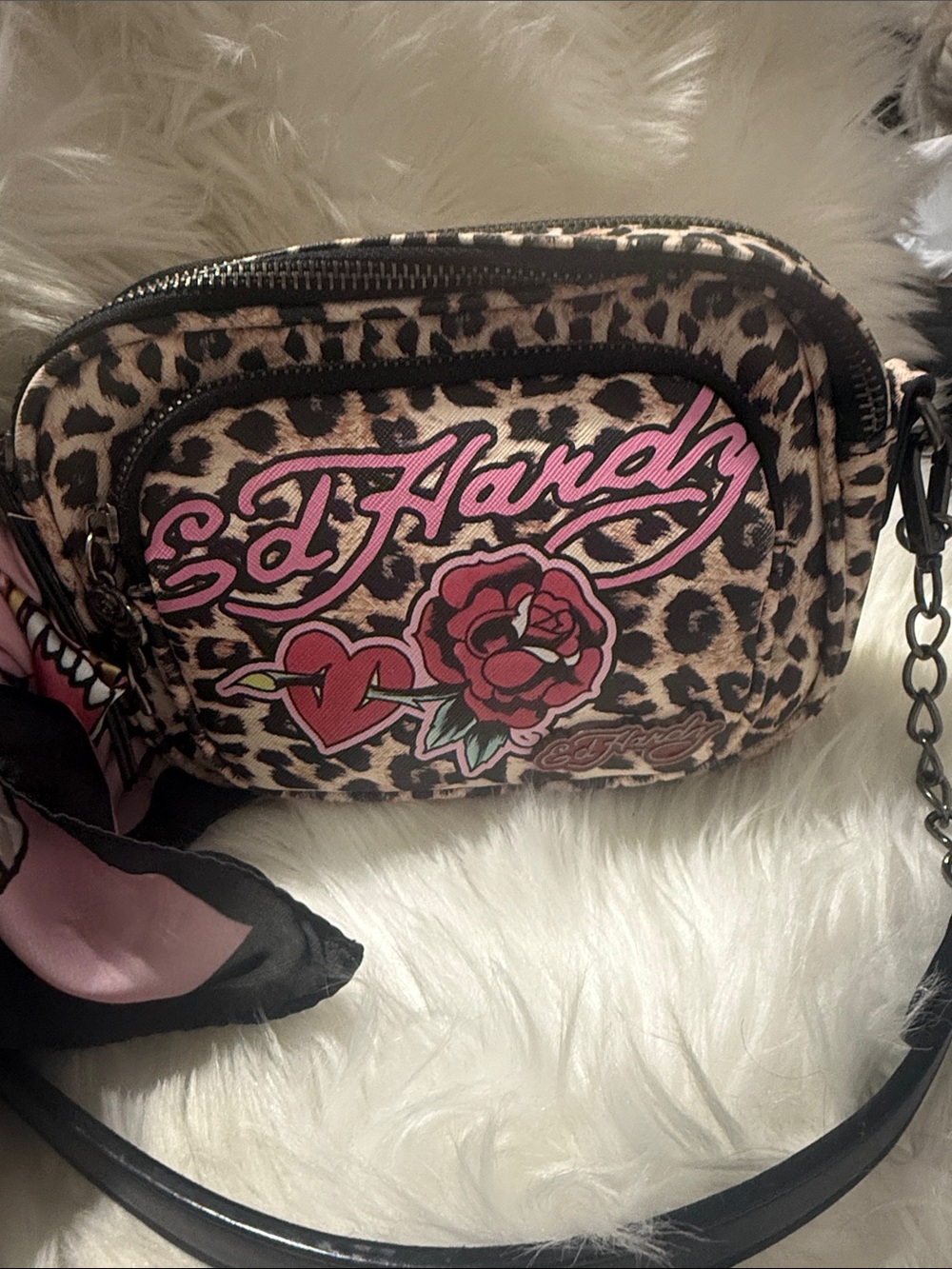 Ed Hardy shoulder bag with scarf included very fashionable very trendy